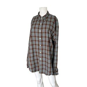 Ralph Lauren Long Sleeve Button Down Shirt Blue Plaid Cotton Mens Size XL